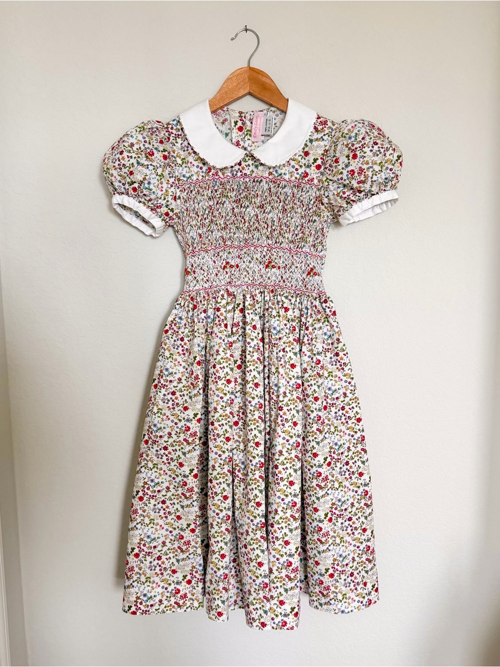 Heirloom Emily Lacey Smocked Girls Floral Fall Collar Classic Dress 12Y